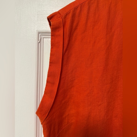 Tristan  orange sleeveless linen button down women’s shirt, size XL - Picture 3 of 5